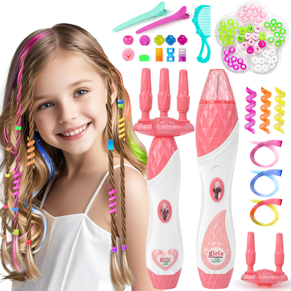 Hair Braiding Machine – DIY Hair Salon Toys for Girls with Braider, Beads & Accessories, Kids Hair Styling Tool Toy Set for Girls 3 4 5-12 Years Old