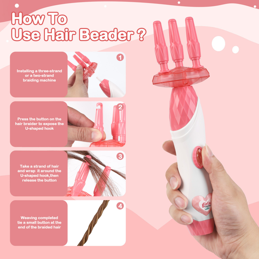 Hair Braiding Machine – DIY Hair Salon Toys for Girls with Braider, Beads & Accessories, Kids Hair Styling Tool Toy Set for Girls 3 4 5-12 Years Old