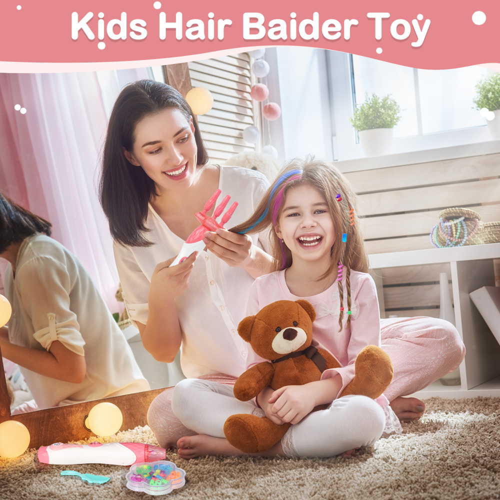 Hair Braiding Machine – DIY Hair Salon Toys for Girls with Braider, Beads & Accessories, Kids Hair Styling Tool Toy Set for Girls 3 4 5-12 Years Old