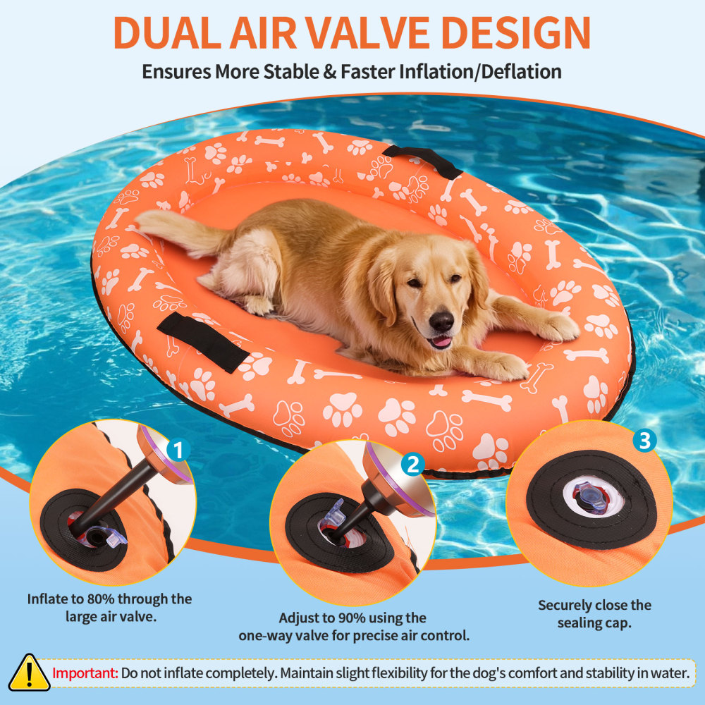 Large Dog Pool Float - 59"X35" Dog Pool Float for Large Dogs, Puncture Proof pet Floats Holds Up to 110 Lbs, Dog Floats for Pool (Orange)
