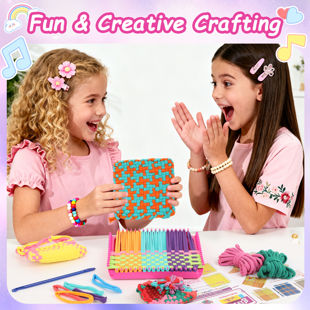 Weaving Loom Kit Toys Gift for Girls–Diy Arts and Crafts Beginner-Friendly Potholder Loom Kit with Loops Tools Funny Birthday Gifts Toys for Girls Ages 5 -13 Years Old