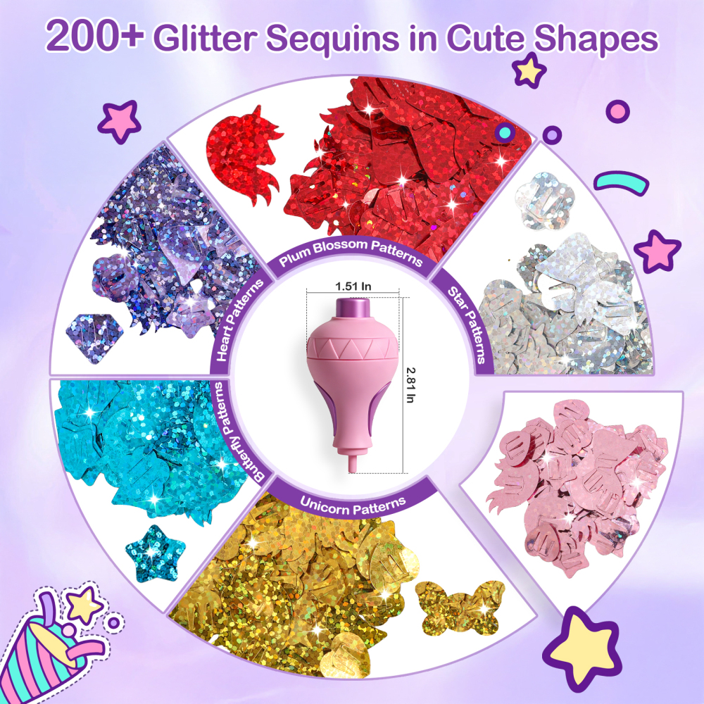 Hair Gem Stamper Kit – Hair Jewelry & Bling Craft Toys for Girls – Sparkling Hair Accessories with Glitter Sequins – DIY Hair Arts Crafts – Birthday Gifts for 5 6 7 8 9 10 11 12 Year Old (Pink)
