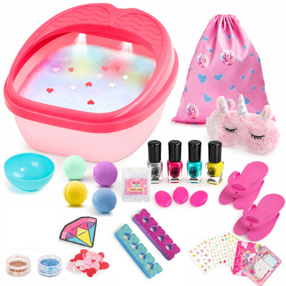 Foot Spa Kit for Girls Ages 4-12 – Children's Spa Day Set, Perfect Pretend Play Birthday Party Gift