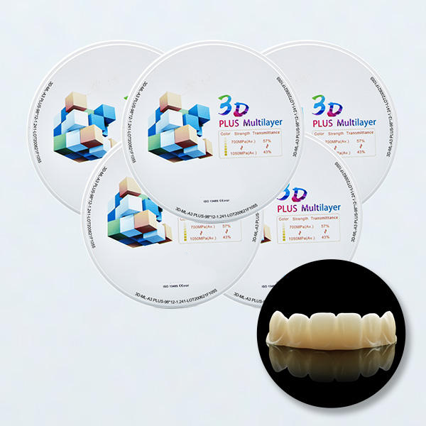 3D Plus Multilayer Zirconia Block for Dental CAD/CAM, 6-Layer Gradient Disc for Crowns & Bridges, High Translucency