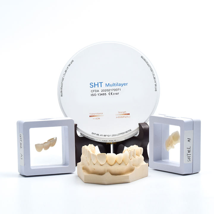 SHT Multilayer Zirconia Block for Dental CAD/CAM, High Translucency 46% Ceramic Disc for Crowns & Anterior Bridges
