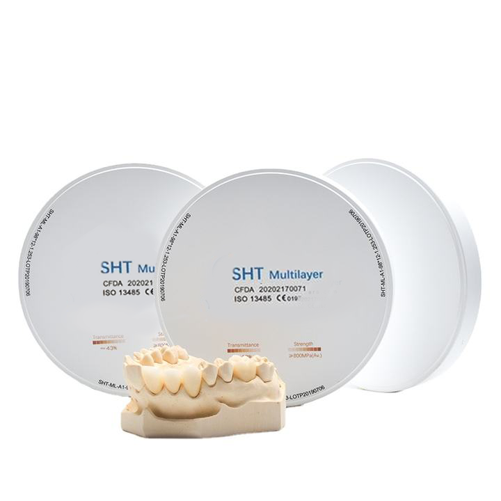 SHT Multilayer Zirconia Block for Dental CAD/CAM, High Translucency 46% Ceramic Disc for Crowns & Anterior Bridges
