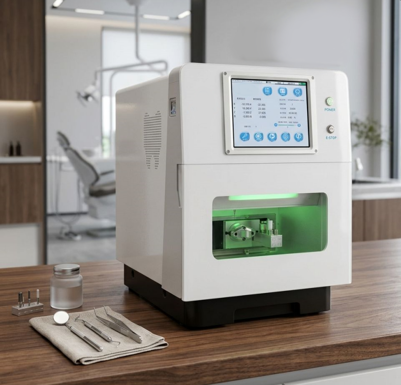 High-Precision 4-Axis Wet Dental Milling Machine for Crowns, Bridges & Implants – Multi-Material Compatible, Compact Design