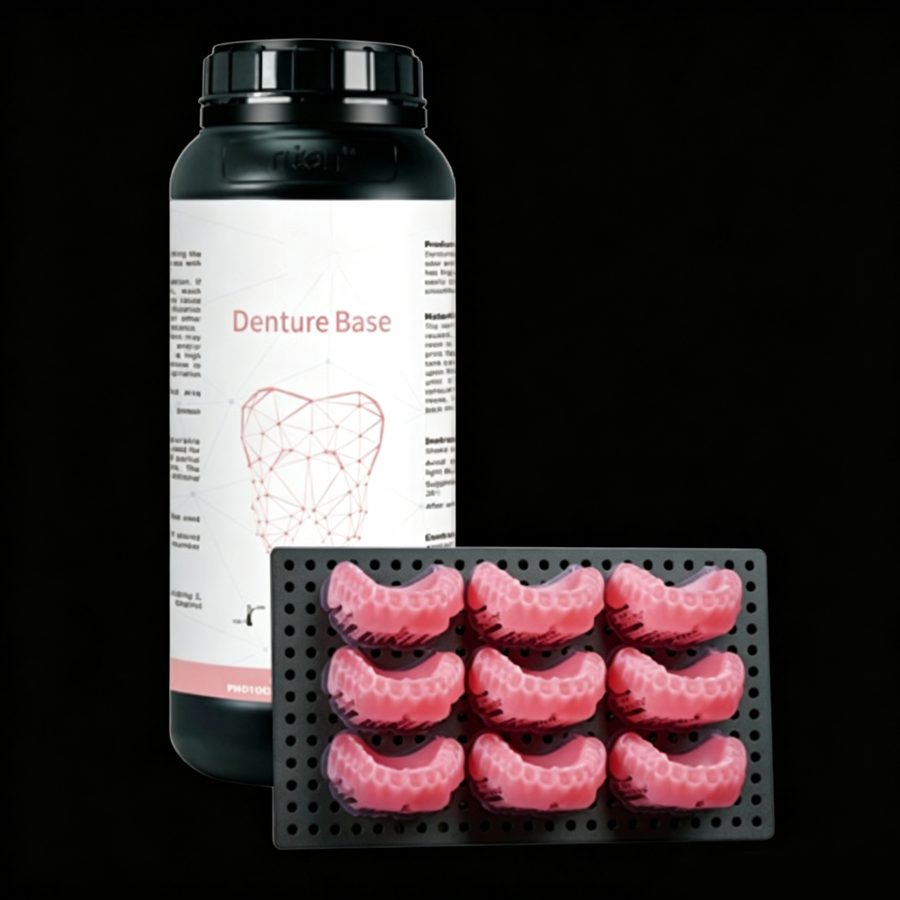 Pink Dental Photopolymer Resin for 3D Printing Full Denture Bases – High Strength Biocompatible & Dimensionally Stable