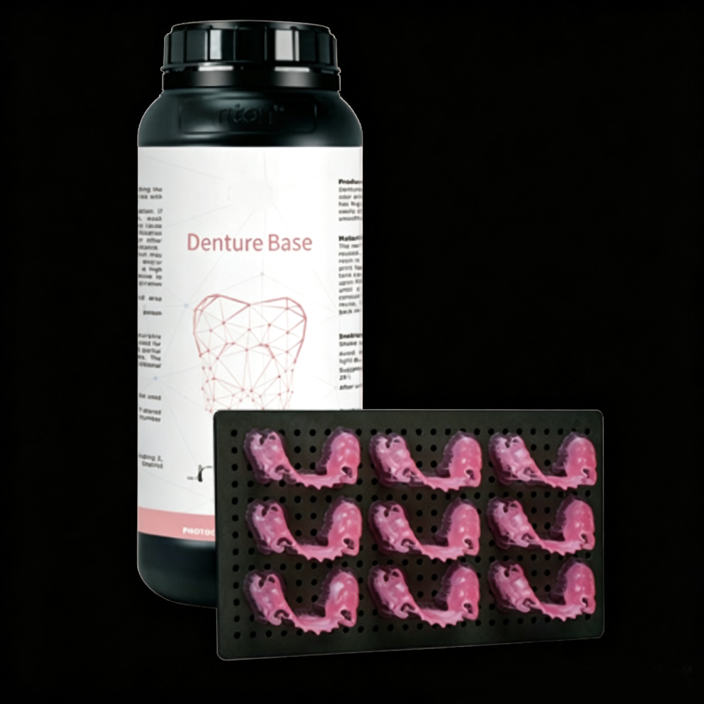 Transparent Pink Dental Photopolymer Resin for 3D Printing Flexible Denture Bases – High Elasticity Fatigue Resistance & Natural Color