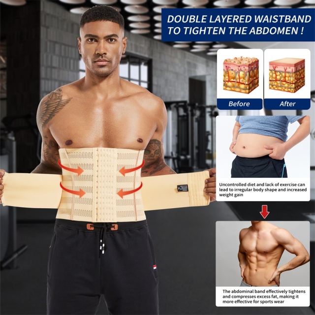 MISTHIN Patented Men's Double-Strap Waist Trainer | Breathable Mesh Workout Girdle with Intelligent Zoned Pressure (Wholesale/OEM),Misthin Factory,Wholesale Oem Breathable Mesh Men Double Strap Waist Trainer Tummy Belt Shaper Corset Workout Shapewear Exercise Girdles for Men