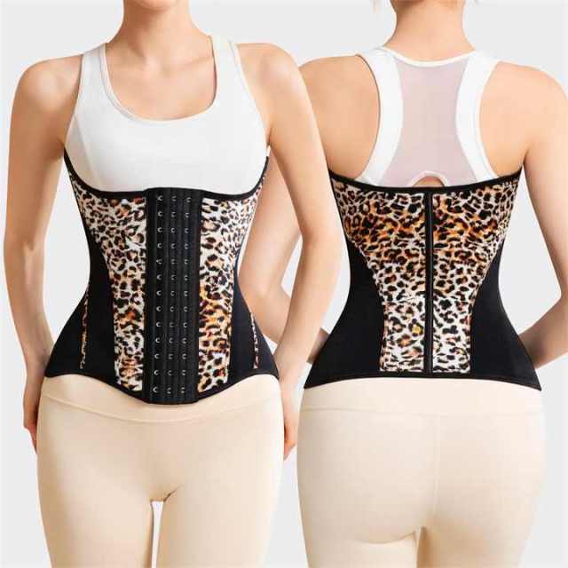 Leopard Print Waist Trainer with Bones Custom logo Women Belly Girdle Slimming Body Shaper Wear for Tummy and Buttocks Control