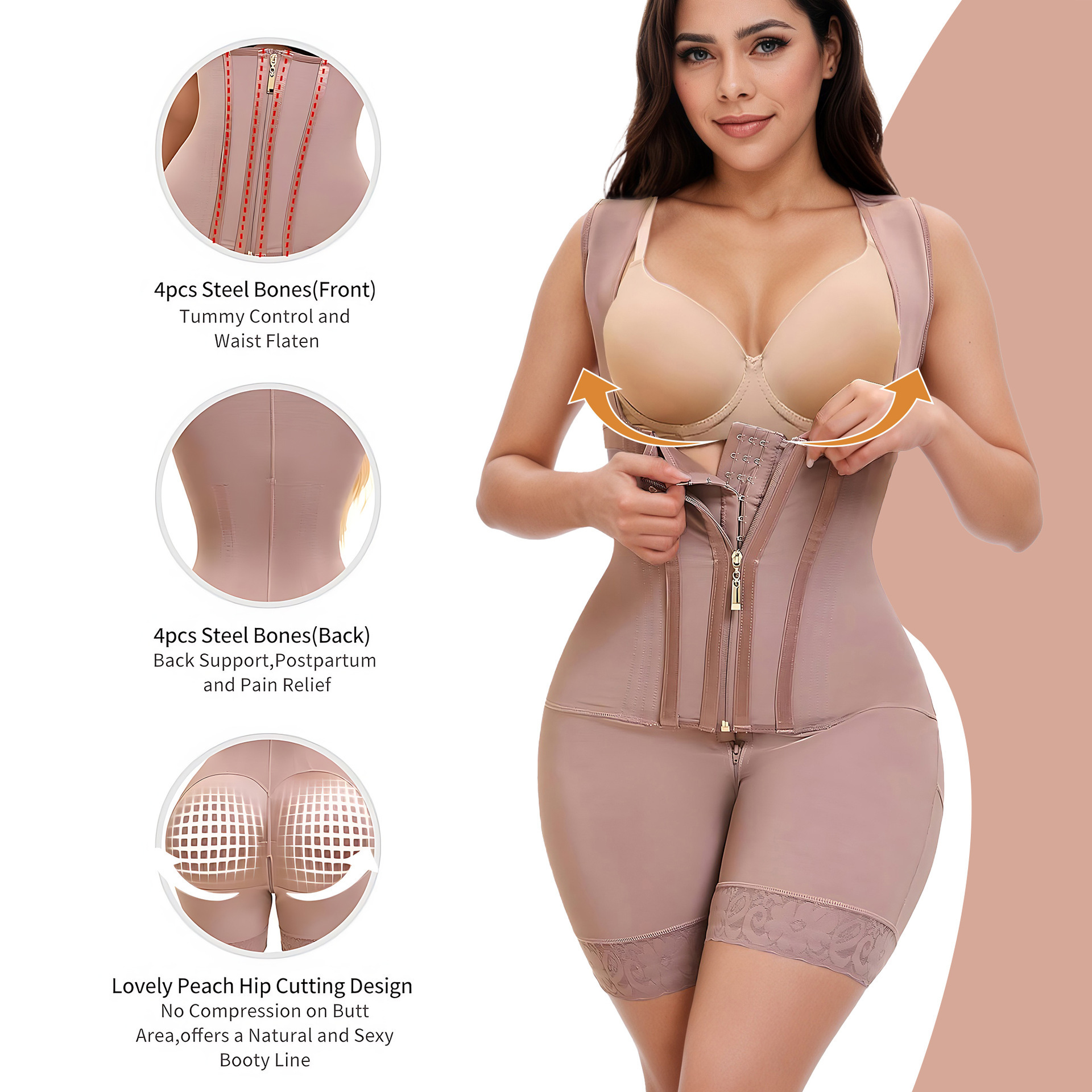 Wholesale Post - Surgery Compression BBL Butt Lifter Bodysuit - Nylon/Spandex 83/17, Grade 2 Pressure, ISO Certified, OEM/ODM,Misthin Factory,Wholesale Post - Surgery Compression BBL Butt Lifter Bodysuit - Nylon/Spandex 83/17, Grade 2 Pressure, ISO Certified, OEM/ODM