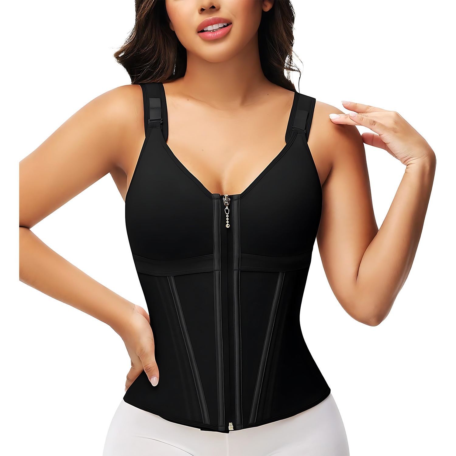 MISTHIN Comfort-Tech Inbuilt Bra Shaper Vest | Seamless Zero-Pressure Memory Yarn Tummy Control Girdle (OEM/ODM Factory),Misthin Factory,Custom Inbuilt Bra Waist Trainer Vest Tummy Control Shaper Corset Flat Stomach Sheath Colombian Girdles Body Shaper for Women