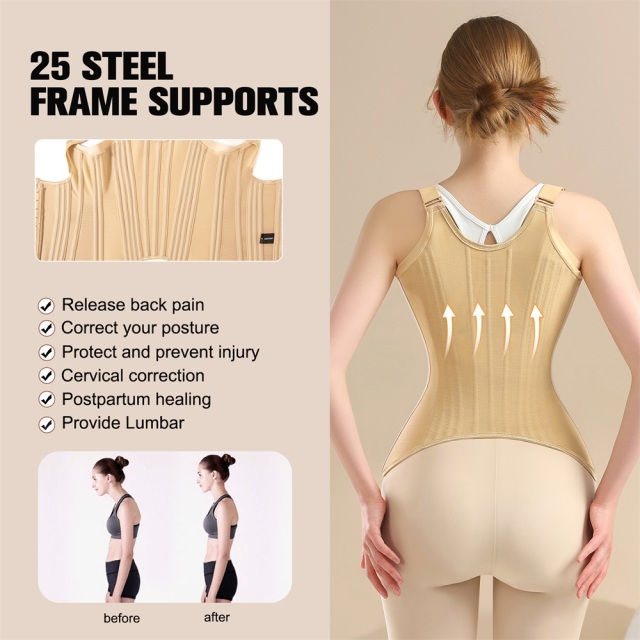 Women's Padded Waist Trainer Corset – Colombian Body Shaper Shapewear with Hook Closure for Tummy Control & Body Shaping,Misthin Factory,Women's Padded Waist Trainer Corset – Colombian Body Shaper Shapewear with Hook Closure for Tummy Control & Body Shaping