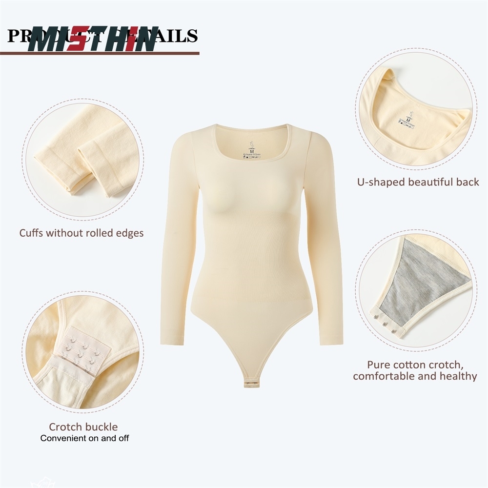 MISTHIN Comfort-Tech Long-Sleeve Bodysuit | Seamless 7D Sculpting Thong Shaper with Zero-Pressure Memory Yarn (Wholesale/OEM),Misthin Factory,MISTHIN Comfort-Tech Long-Sleeve Bodysuit | Seamless 7D Sculpting Thong Shaper with Zero-Pressure Memory Yarn (Wholesale/OEM)