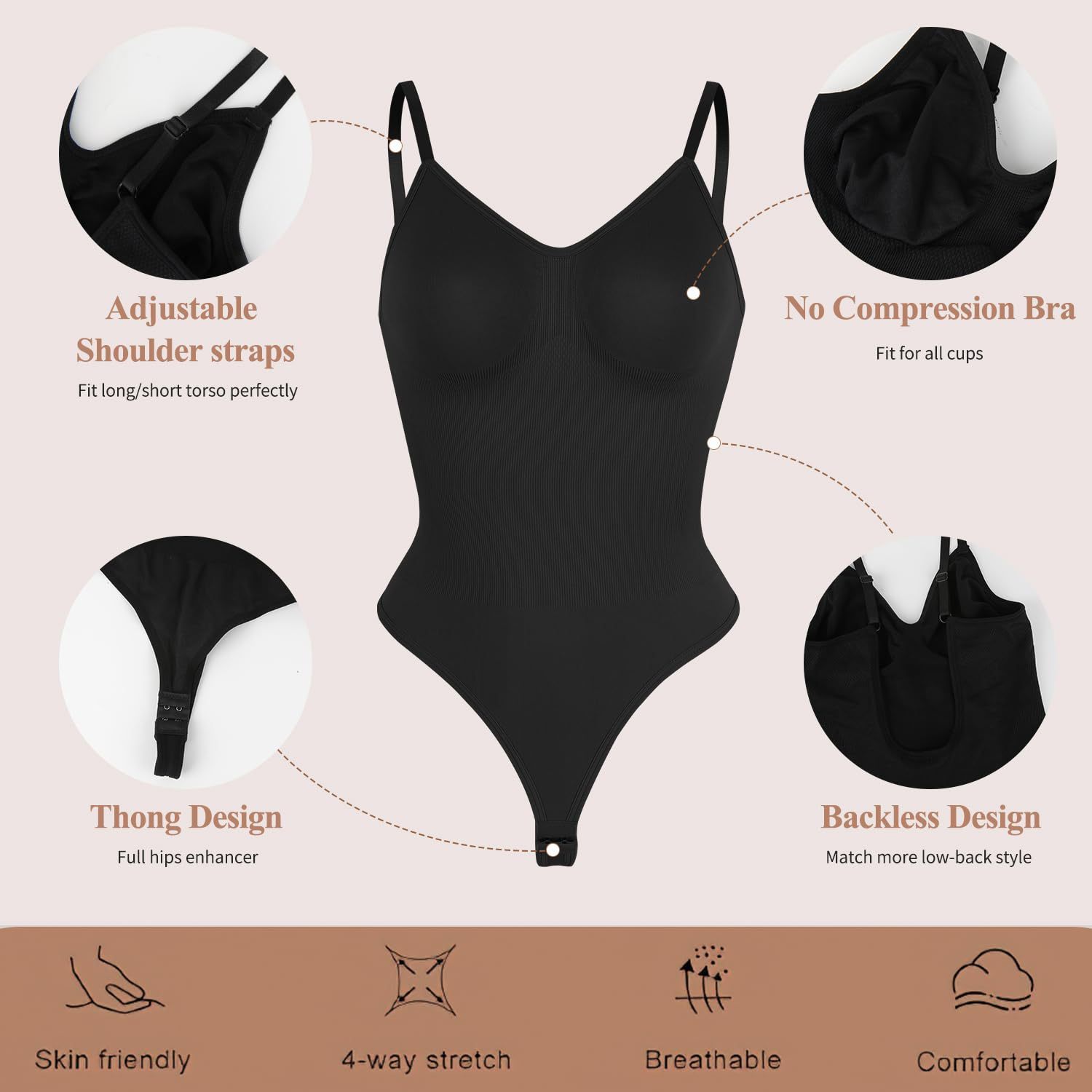 Customizable Backless Shapewear Bodysuit for Low Back and Abdominal Pain Relief -  Women's Slimming Sheath OEM/ODM,Misthin Factory,Customizable Backless Shapewear Bodysuit for Low Back and Abdominal Pain Relief -  Women's Slimming Sheath OEM/ODM