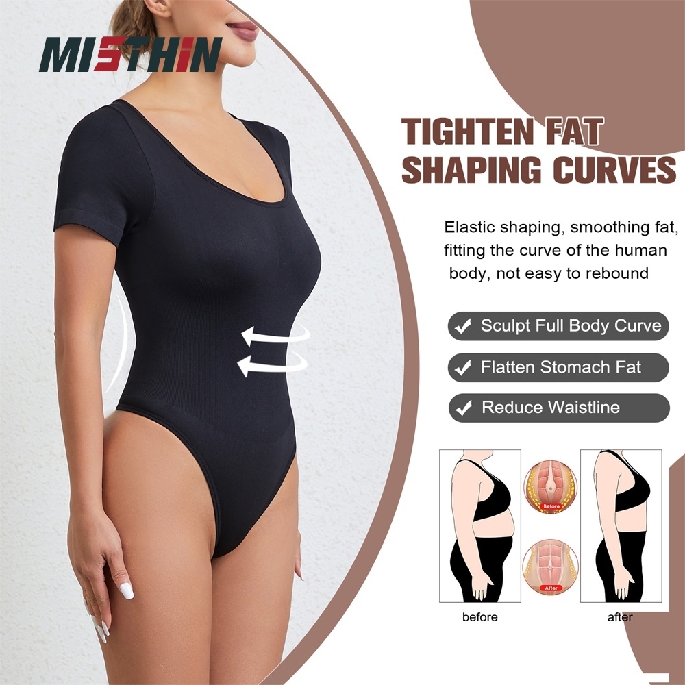MISTHIN Comfort-Tech Short-Sleeve Bodysuit | Seamless Round-Neck Thong Shaper with Zero-Pressure Memory Yarn (Wholesale/OEM),Misthin Factory,MISTHIN Comfort-Tech Short-Sleeve Bodysuit | Seamless Round-Neck Thong Shaper with Zero-Pressure Memory Yarn (Wholesale/OEM)