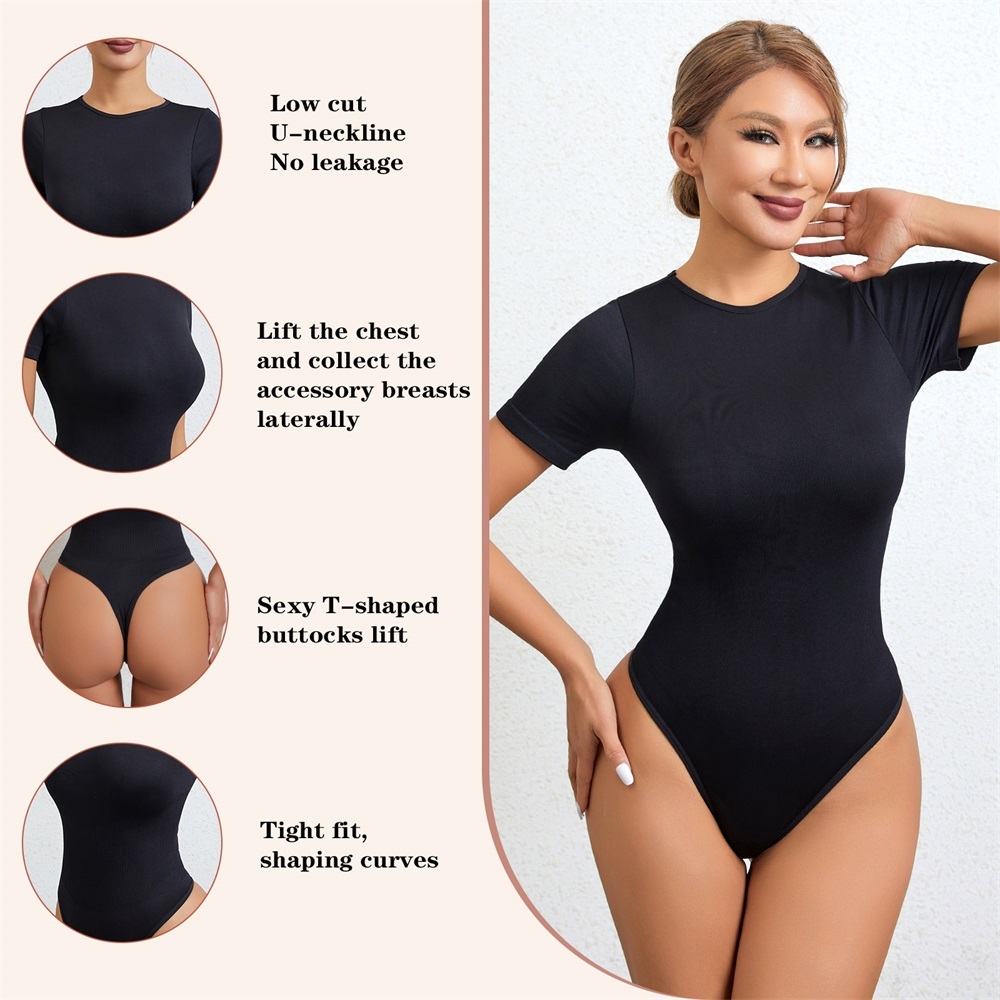 MISTHIN Comfort-Tech Sleeved Bodysuit | Seamless Round-Neck Thong Shaper with Zero-Pressure Memory Yarn (Wholesale/OEM),Misthin Factory,MISTHIN Comfort-Tech Sleeved Bodysuit | Seamless Round-Neck Thong Shaper with Zero-Pressure Memory Yarn (Wholesale/OEM)
