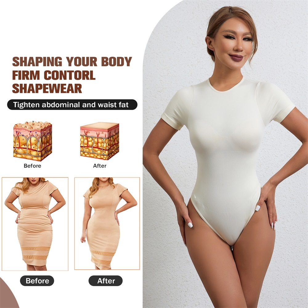 MISTHIN Comfort-Tech Sleeved Bodysuit | Seamless Round-Neck Thong Shaper with Zero-Pressure Memory Yarn (Wholesale/OEM),Misthin Factory,MISTHIN Comfort-Tech Sleeved Bodysuit | Seamless Round-Neck Thong Shaper with Zero-Pressure Memory Yarn (Wholesale/OEM)