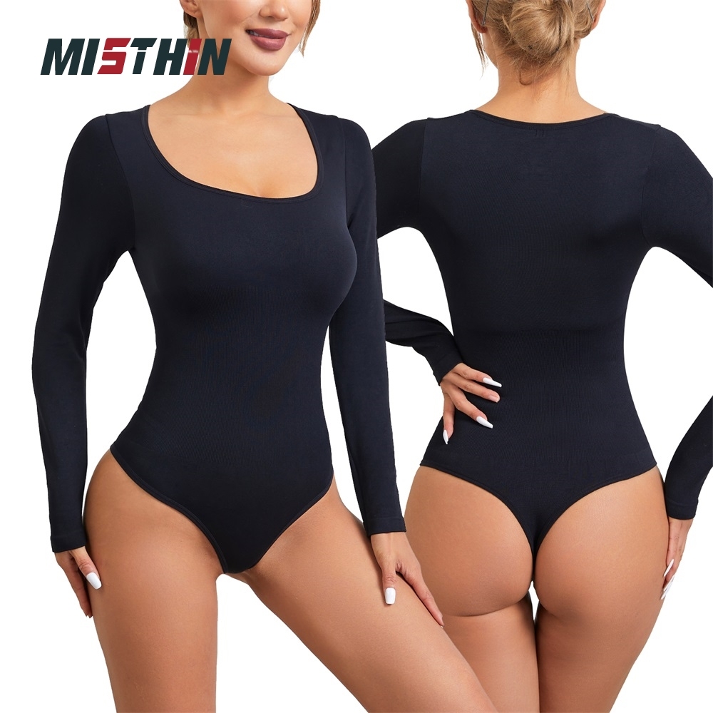 MISTHIN Comfort-Tech Long-Sleeve Bodysuit | Seamless 7D Sculpting Thong Shaper with Zero-Pressure Memory Yarn (Wholesale/OEM),Misthin Factory,MISTHIN Comfort-Tech Long-Sleeve Bodysuit | Seamless 7D Sculpting Thong Shaper with Zero-Pressure Memory Yarn (Wholesale/OEM)