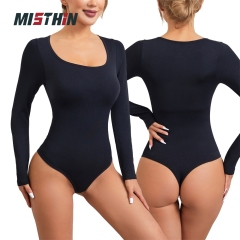 MISTHIN Comfort-Tech Long-Sleeve Bodysuit | Seamless 7D Sculpting Thong Shaper with Zero-Pressure Memory Yarn (Wholesale/OEM),Misthin Factory,MISTHIN Comfort-Tech Long-Sleeve Bodysuit | Seamless 7D Sculpting Thong Shaper with Zero-Pressure Memory Yarn (Wholesale/OEM)