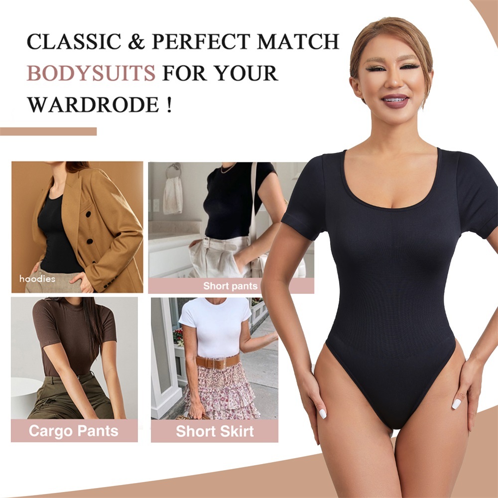 MISTHIN Comfort-Tech Short-Sleeve Bodysuit | Seamless Round-Neck Thong Shaper with Zero-Pressure Memory Yarn (Wholesale/OEM),Misthin Factory,MISTHIN Comfort-Tech Short-Sleeve Bodysuit | Seamless Round-Neck Thong Shaper with Zero-Pressure Memory Yarn (Wholesale/OEM)