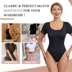 MISTHIN Comfort-Tech Short-Sleeve Bodysuit | Seamless Round-Neck Thong Shaper with Zero-Pressure Memory Yarn (Wholesale/OEM),Misthin Factory,MISTHIN Comfort-Tech Short-Sleeve Bodysuit | Seamless Round-Neck Thong Shaper with Zero-Pressure Memory Yarn (Wholesale/OEM)