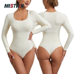 MISTHIN Comfort-Tech Long-Sleeve Bodysuit | Seamless 7D Sculpting Thong Shaper with Zero-Pressure Memory Yarn (Wholesale/OEM),Misthin Factory,MISTHIN Comfort-Tech Long-Sleeve Bodysuit | Seamless 7D Sculpting Thong Shaper with Zero-Pressure Memory Yarn (Wholesale/OEM)