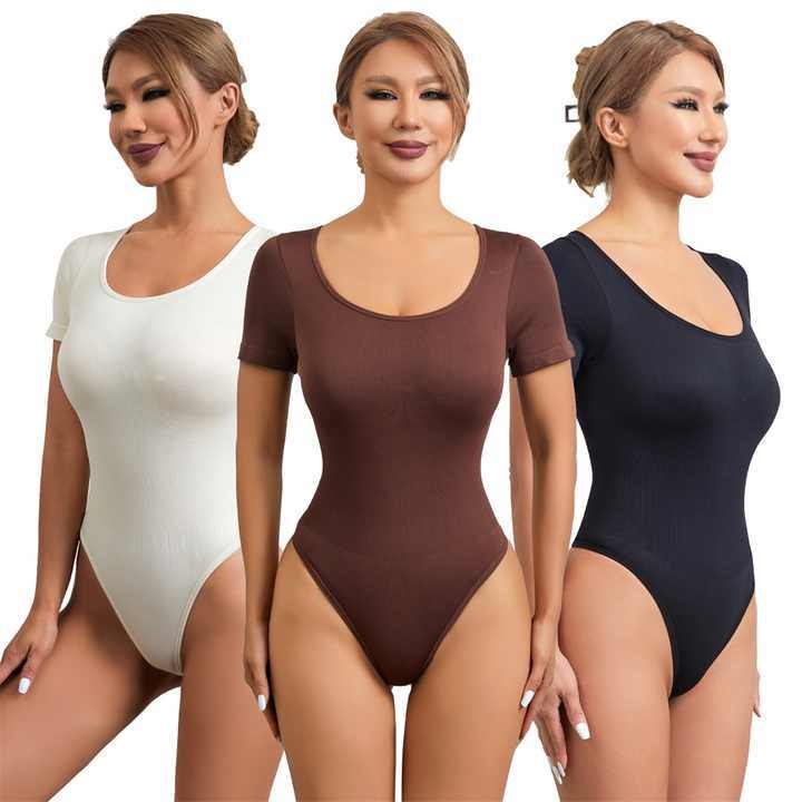 MISTHIN Comfort-Tech Short-Sleeve Bodysuit | Seamless Round-Neck Thong Shaper with Zero-Pressure Memory Yarn (Wholesale/OEM),Misthin Factory,MISTHIN Comfort-Tech Short-Sleeve Bodysuit | Seamless Round-Neck Thong Shaper with Zero-Pressure Memory Yarn (Wholesale/OEM)