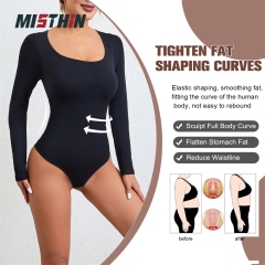 MISTHIN Comfort-Tech Long-Sleeve Bodysuit | Seamless 7D Sculpting Thong Shaper with Zero-Pressure Memory Yarn (Wholesale/OEM),Misthin Factory,MISTHIN Comfort-Tech Long-Sleeve Bodysuit | Seamless 7D Sculpting Thong Shaper with Zero-Pressure Memory Yarn (Wholesale/OEM)