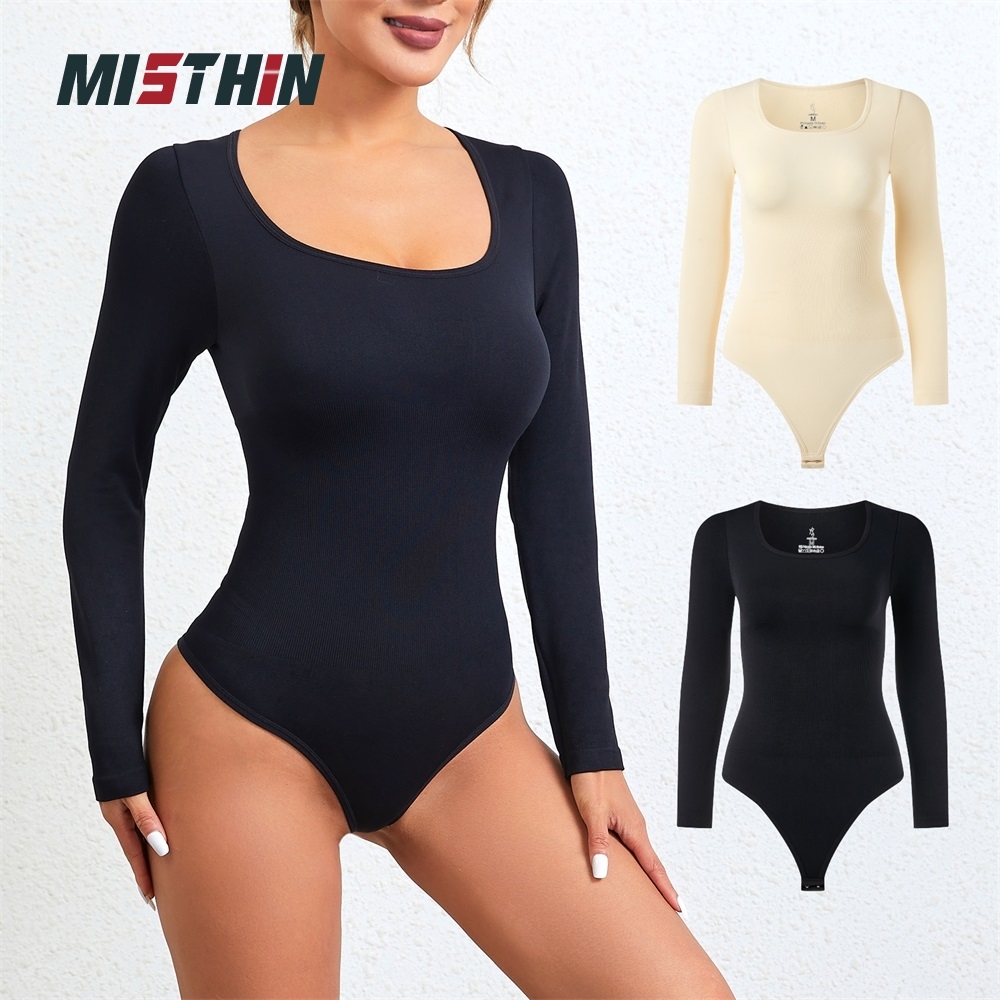 MISTHIN Comfort-Tech Long-Sleeve Bodysuit | Seamless 7D Sculpting Thong Shaper with Zero-Pressure Memory Yarn (Wholesale/OEM),Misthin Factory,MISTHIN Comfort-Tech Long-Sleeve Bodysuit | Seamless 7D Sculpting Thong Shaper with Zero-Pressure Memory Yarn (Wholesale/OEM)