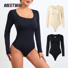 MISTHIN Comfort-Tech Long-Sleeve Bodysuit | Seamless 7D Sculpting Thong Shaper with Zero-Pressure Memory Yarn (Wholesale/OEM),Misthin Factory,MISTHIN Comfort-Tech Long-Sleeve Bodysuit | Seamless 7D Sculpting Thong Shaper with Zero-Pressure Memory Yarn (Wholesale/OEM)