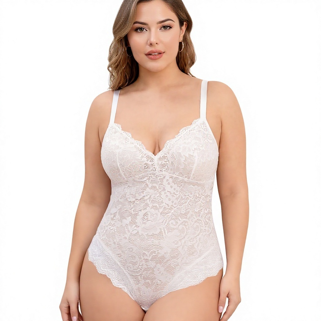 Plus Size Shapewear Bodysuit Women Sexy V Neck Jacquard Lace Body Shaper Lightweight Breathable Tummy Control Shapewear,Misthin Factory,Plus Size Shapewear Bodysuit Women Sexy V Neck Jacquard Lace Body Shaper Lightweight Breathable Tummy Control Shapewear