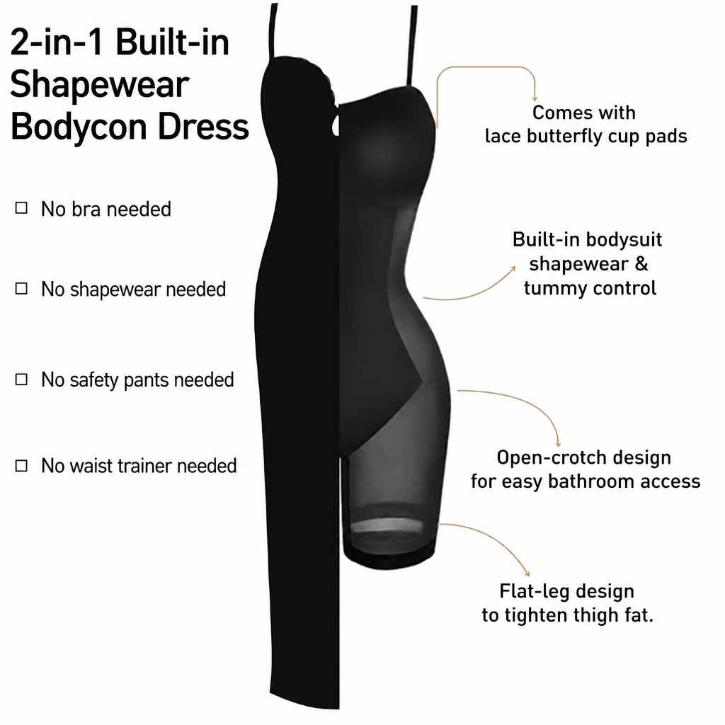 2-in-1 Lace Built-in Bra Shapewear Dress Tummy Control Butt-Lifting Waist Trainer Bodycon Sclupting Dress Shapewear for Women,Misthin Factory,2-in-1 Lace Built-in Bra Shapewear Dress Tummy Control Butt-Lifting Waist Trainer Bodycon Sclupting Dress Shapewear for Women