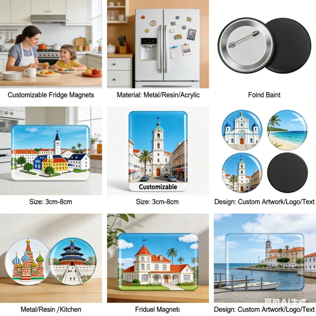 Custom Magnet Fridge Refrigerator Silver Enamel Logo Letter Magnetic Fridge 2d 3D Cute Cartoon Zinc Alloy Metal Fridge Magnet