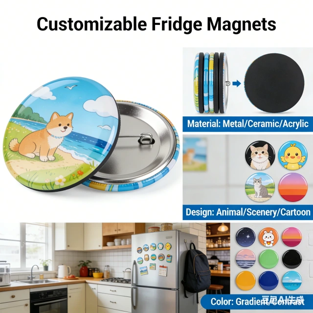 Custom Magnet Fridge Refrigerator Silver Enamel Logo Letter Magnetic Fridge 2d 3D Cute Cartoon Zinc Alloy Metal Fridge Magnet