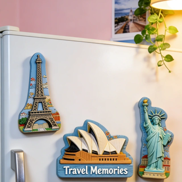 Manufacturer Promotional Wood Fridge Magnets Personalized Logo Custom Wooden Beach Souvenir Magnetic Fridge Stickers