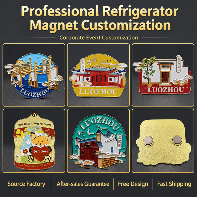 Customized metal painted graphic 3D magnets for refrigerators and tourist souvenirs