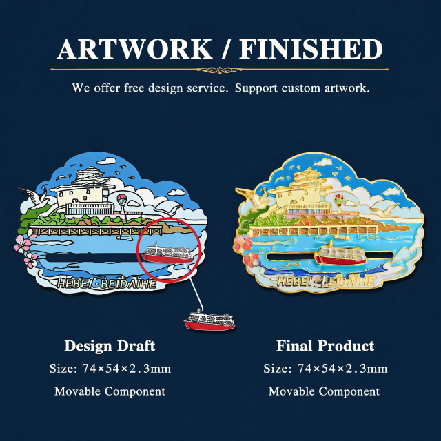 Customized metal painted graphic 3D magnets for refrigerators and tourist souvenirs