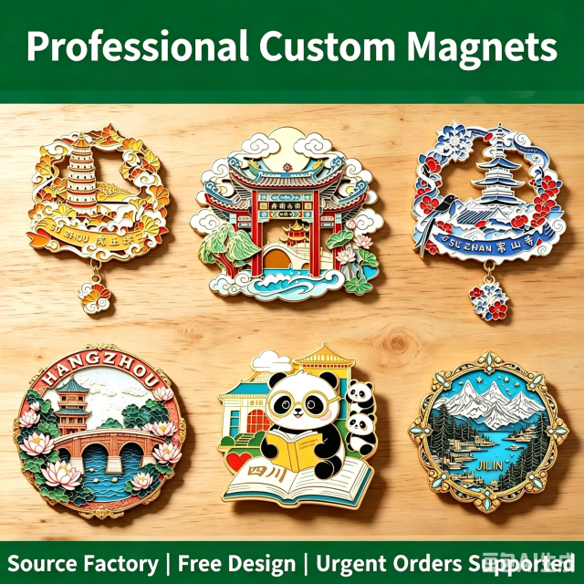 Custom Metal Fridge Magnets – Enamel & UV Printed for Tourism, Corporate Branding & Promotional Merchandise