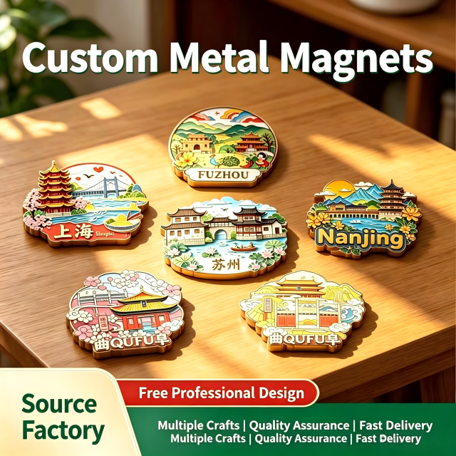 Custom Metal Fridge Magnets – Enamel & UV Printed for Tourism, Corporate Branding & Promotional Merchandise