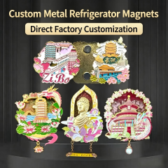 Metal refrigerator custom scenic area museum anodized refrigerator sticker customization urban creative flowing sand refrigerator sticker