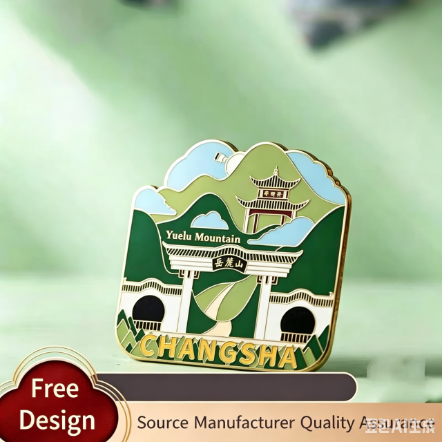 Metal refrigerator custom scenic area museum anodized refrigerator sticker customization urban creative flowing sand refrigerator sticker