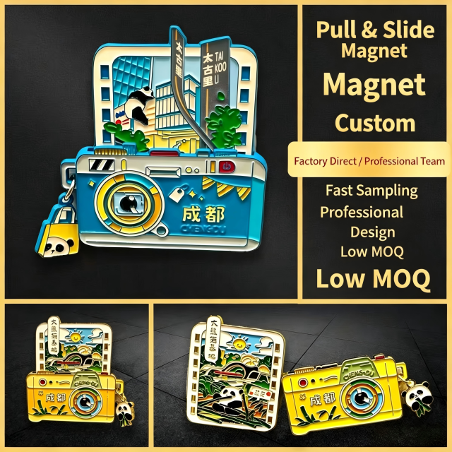 Customized combination refrigerator magnets, puzzle metal lacquered magnetic tiles, scenic area, school logo