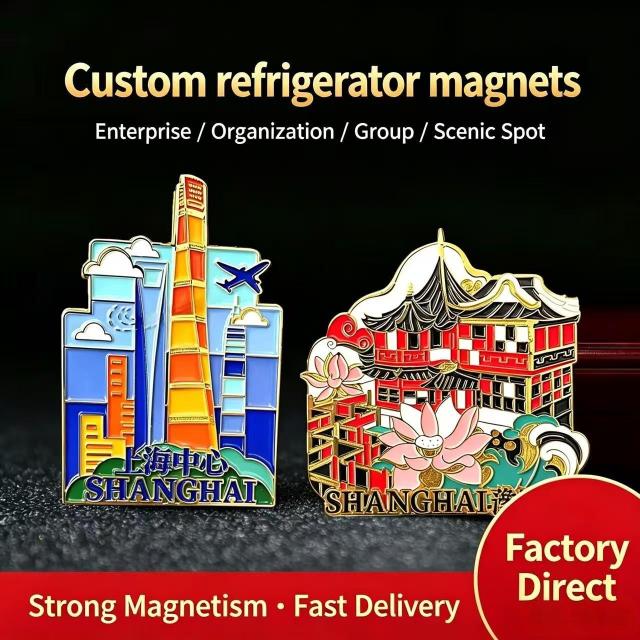 Custom metal fridge magnets for travel Christmas commemorative gifts with custom logo