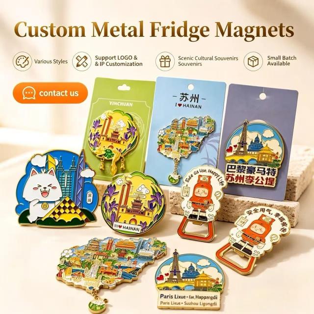 Customized metal fridge magnets as Christmas commemorative gifts