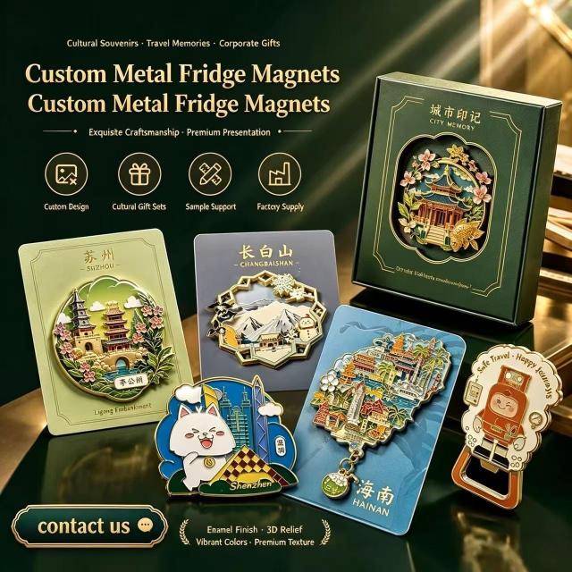 Customized metal fridge magnets as Christmas commemorative gifts