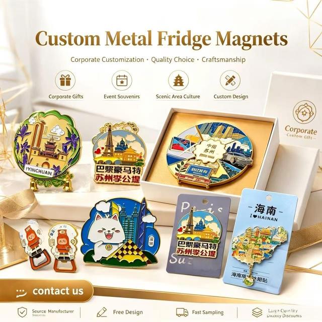 Customized metal fridge magnets as Christmas commemorative gifts