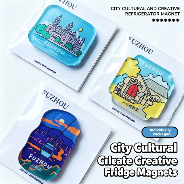 Acrylic city refrigerator magnets - Customized city memories - Tourist attraction cultural and creative souvenirs - DIY gifts
