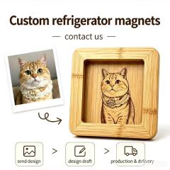 Custom pet photo wooden fridge magnet for pets' photos
